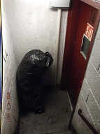 Some Guy Regularly Comes Into This Building And Blocks The "A" Stairwell In The Lobby, Then Urinates On The Floor, And Then Goes Off To Do Whatever He Does Inside This Very Notorious Building!!